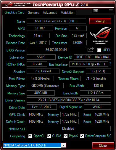 Asus ROG Strix Scar GL703 Core i7-8750H 17.3 FHD Windows 10