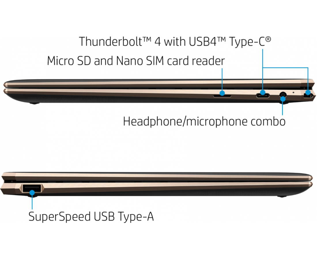 HP Spectre X360 13, CPU: Core™ i7-1165G7, RAM: 16 GB, Ổ cứng: SSD M.2 512GB, Độ phân giải : Ultra HD (3840 x 2160), Card đồ họa: Intel Iris Xe Graphics, Màu sắc: Blue Poseidon - hình số , 11 image